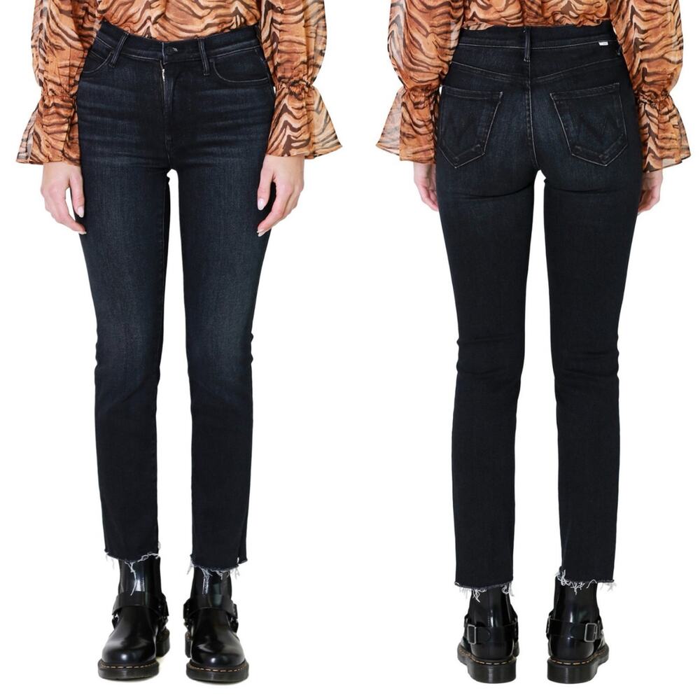 Mother Denim High Waisted Rascal Ankle Snippet Thunder Road Jeans 29 Raw Hem